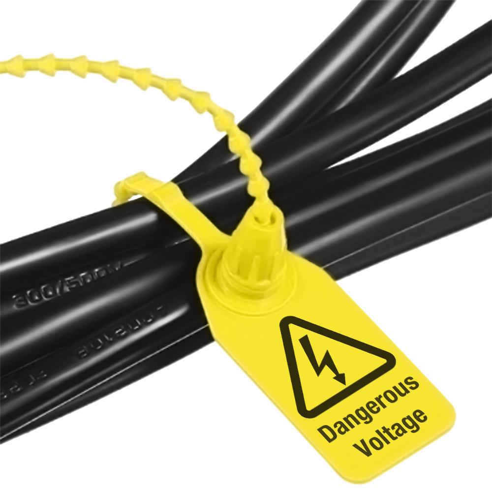 100 Stück Kabelbinder Gefahr Hochspannungsschild Kunststoff Sicherheitssiegel Warnschild HV Sicherheitszeichen