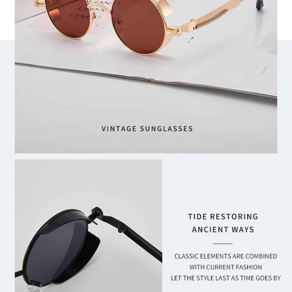 Metal Steampunk Sunglasses Men Women Fashion Round Glasses Brand Designer Vintage Sun Glasses High Quality Oculos De Sol