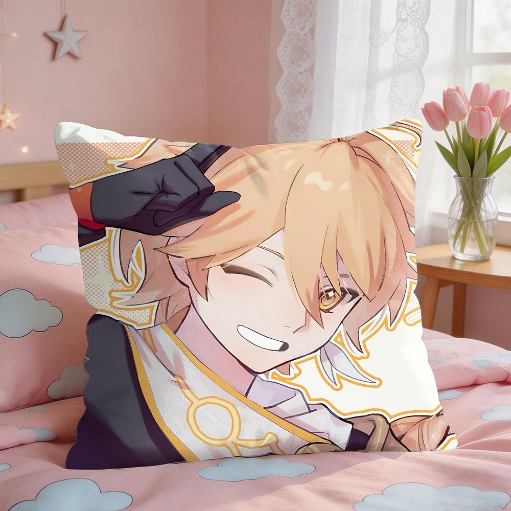 Aether Genshin Game Cushion Cover Short Plush Pillow Case Room Sofa Cushion Covers Home Decor Funda