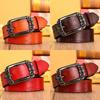 Pulaiteqi Vintage Leather Belt For Women With Round Buckle Elegant Two Layer Cowhide Accessory