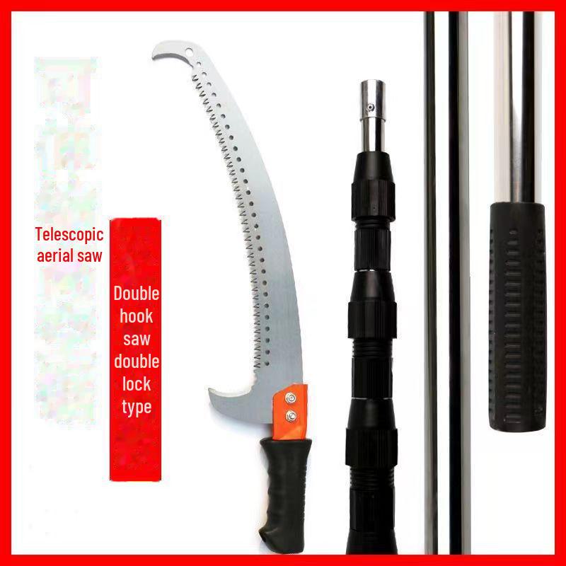 Stainless Steel Telescopic Pole with High Branch Saw and Fruit Tree Scoop Net