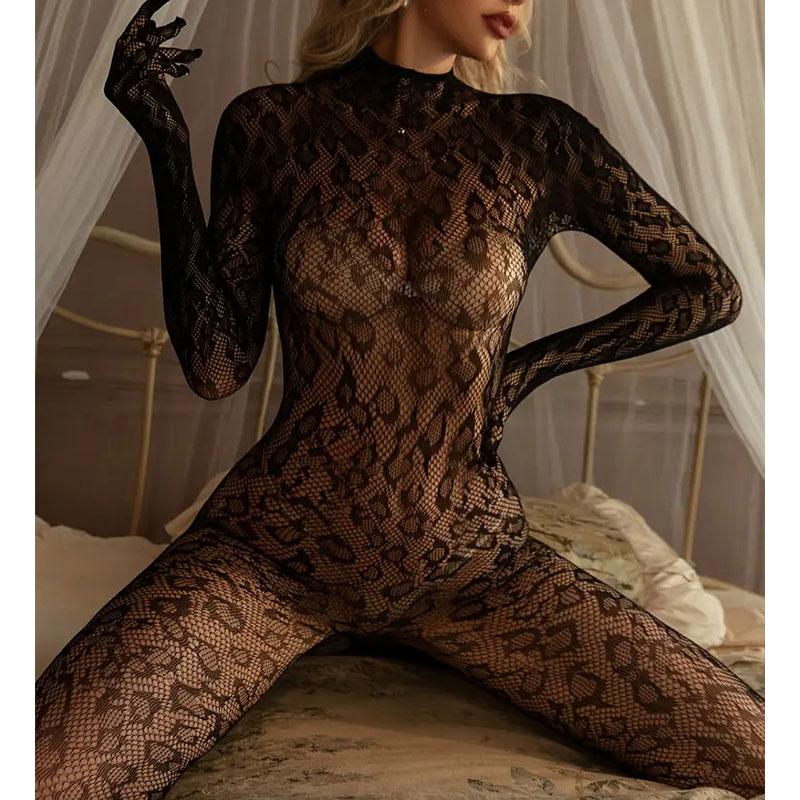Big Size Women's Sexy Seductive Lingerie Leopard Hot Body Stockings See-through Naughty Tights Sexual Role Adult Teddy Lencerias