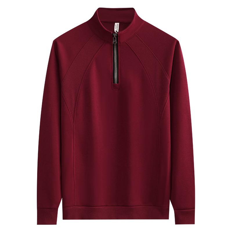 

Heavyweight Cotton Half-Zip Hoodie for Men - Solid Color, Loose Fit, High-End Feel 3XL червоний/винний