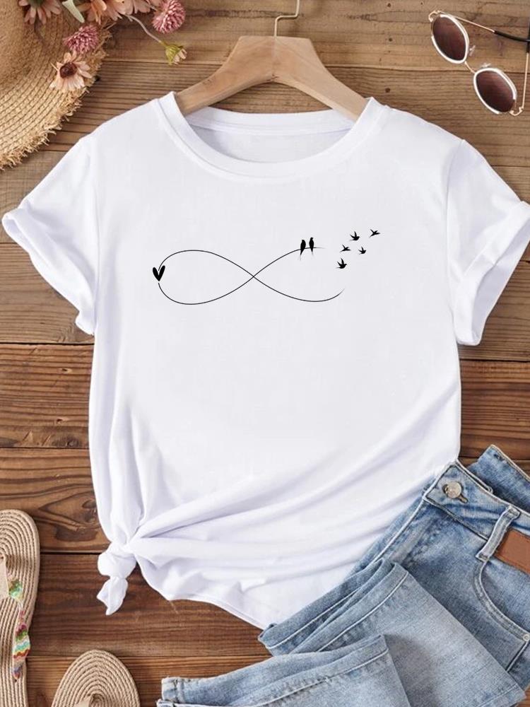 Camiseta de mujer con estampado 3D de lazo de encaje, manga corta, cuello redondo, informal, para verano y primavera.