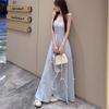 French Blue Suspender Dress Women's Summer Bow Fresh and Gentle Wind Slim Waist and Thin Medium and Long Skirt