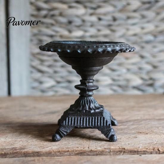 Cast Iron Decorative Candlestick Heavy Duty Candle Holder, Retro Holders, Handcrafted Dual Size Holder Combo Metal Pillar Stand for Dinner Home Garden