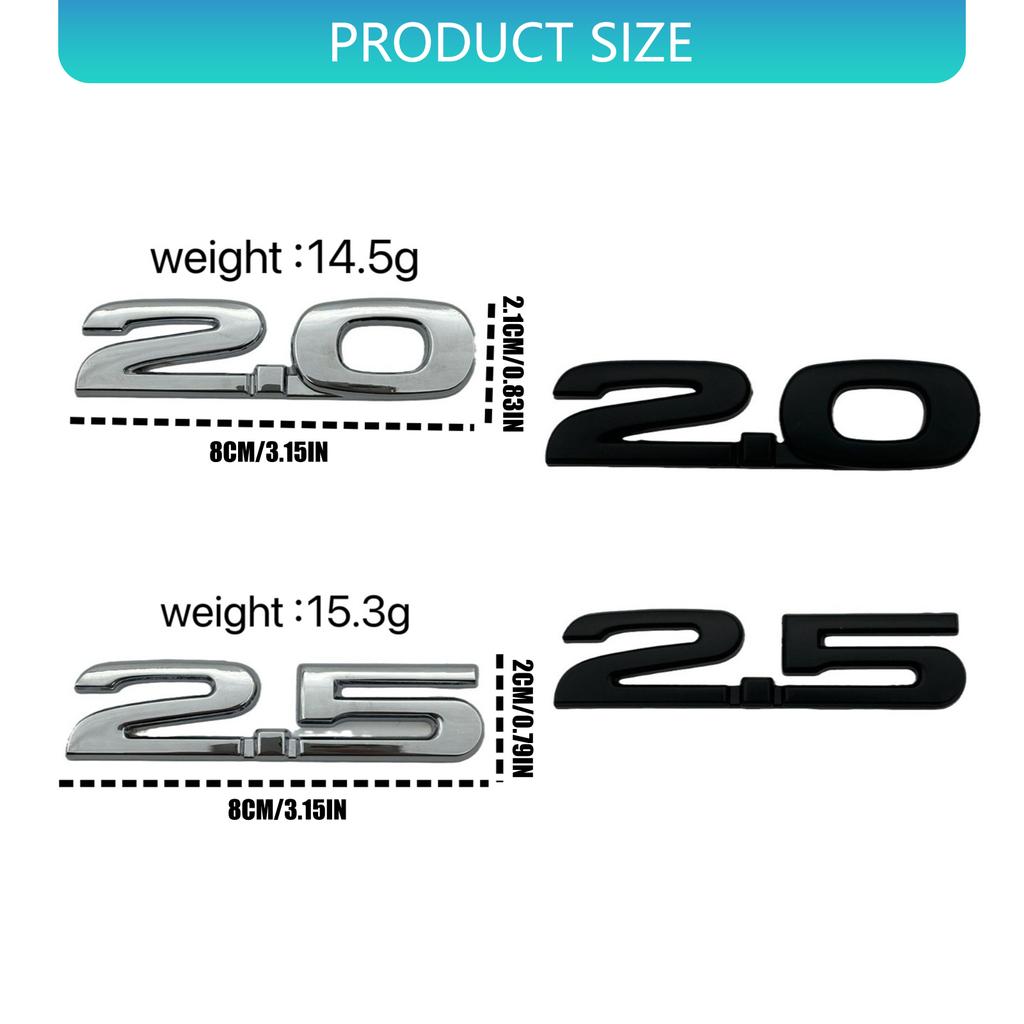 Fenders Emblem Rear Trunk Badge Sticker 3D ABS 2.0 2.5 Shaped Car Emblem Badge Decal Sticker Car Accessories