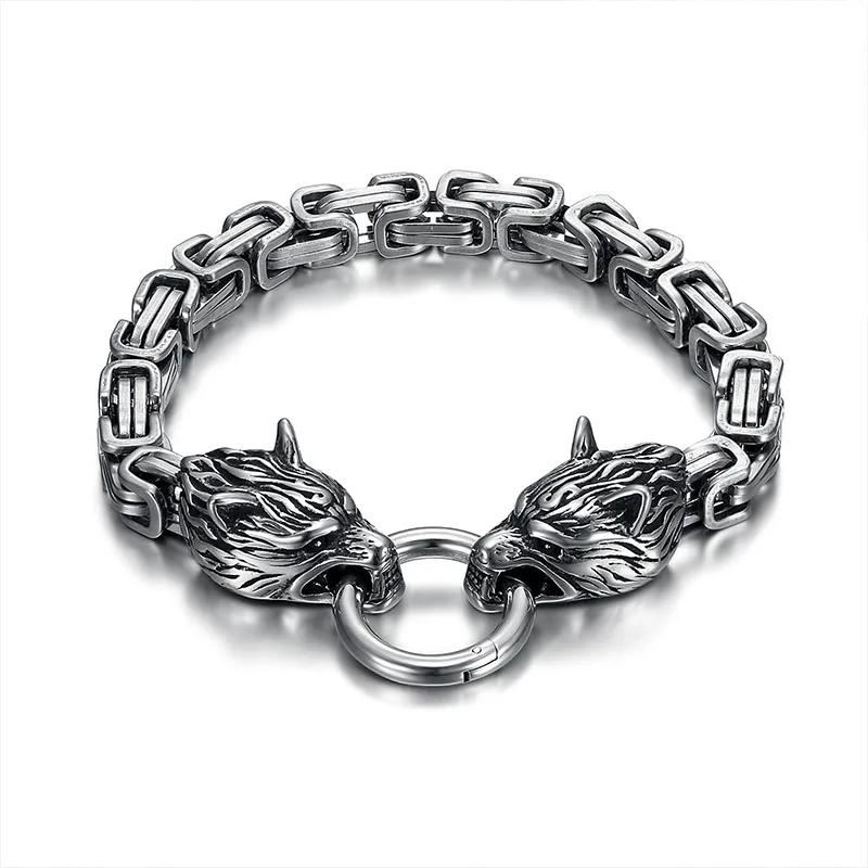 Wolf Head Leather Bracelet for Men Street Cool Fashion Jewelry Man Bracelet Gift