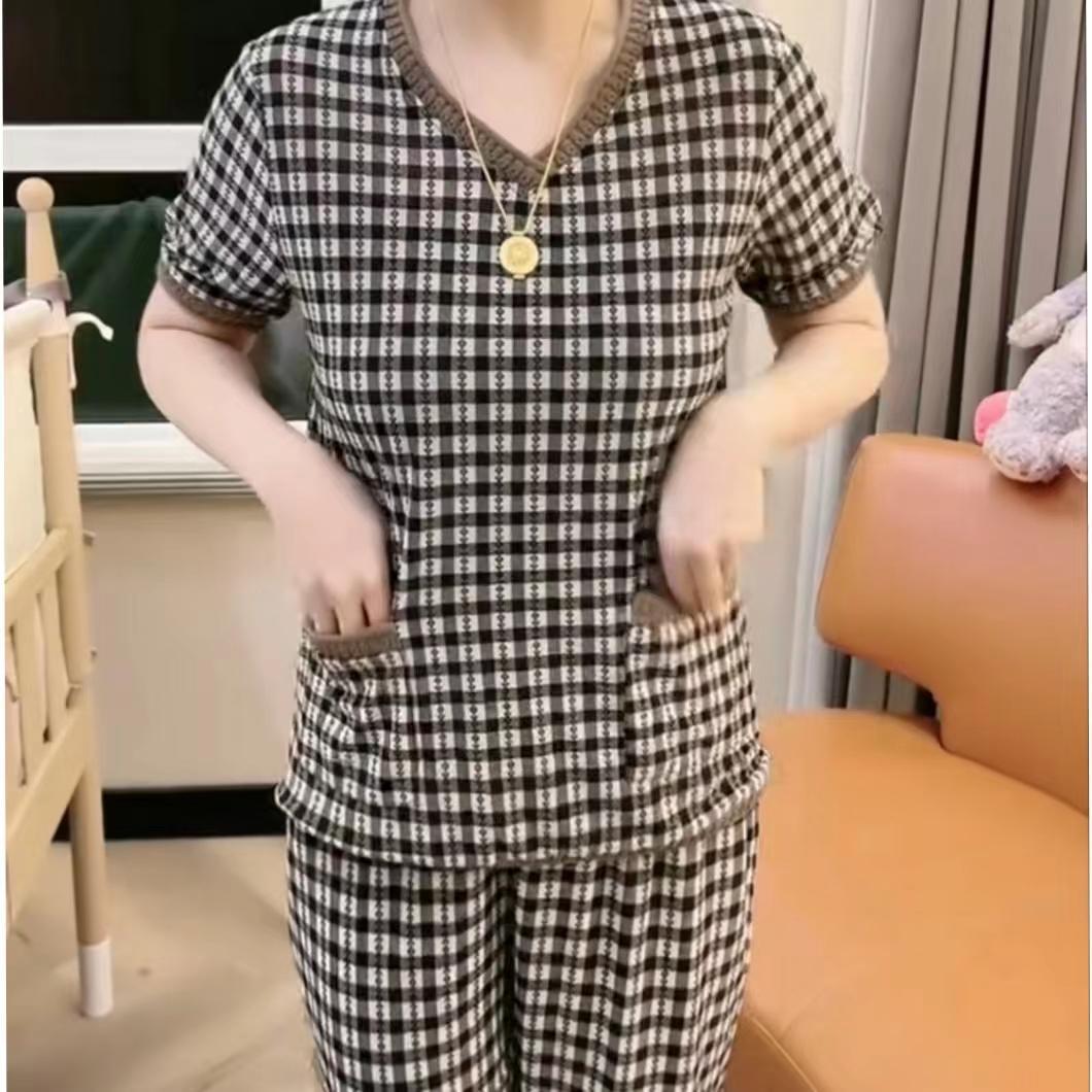 

Летний универсальный комплект-двойка с принтом 2025: Повседневный, Стройнящий и Удобный для людей среднего и пожилого возраста 2XL (130-150 jin)