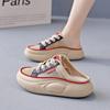 Fashion New Women's Shoes 2024 Fashionable Mesh Breathable Women's Slippers Color Matching Lace-up Toe-toe Mid-heel Women's Slippers