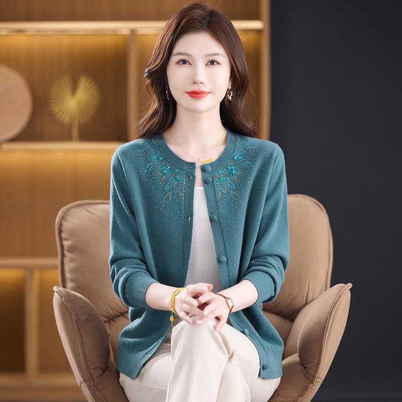 Women's Luxury Wool Cardigan Coat 2025 - Pure Wool, Round Neck, Loose Fit Sweater