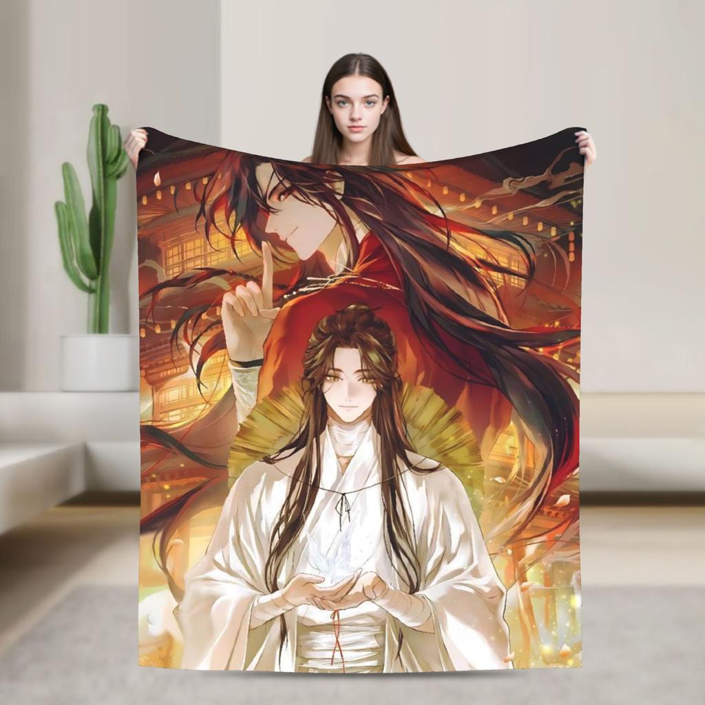 Heaven Official's Blessing Blanket  Soft Funny Plush Throw Blanket For Living Room Decorative Flannel Bedspread Bed Cover