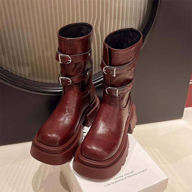 

Ankle Boots for Women Flats Platform Fashion Winter Shoes New Walking Goth Chelsea Boots Trend Buckle Gladiator Mujer Botas 37