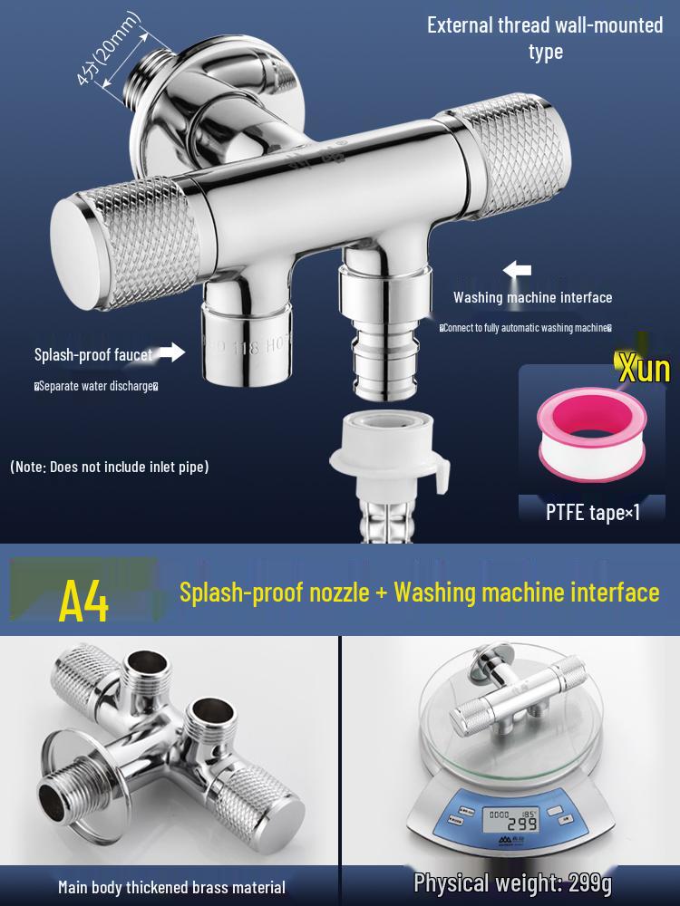 All-Copper Dual-Control Angle Valve Splitter for Toilet and Washing Machine