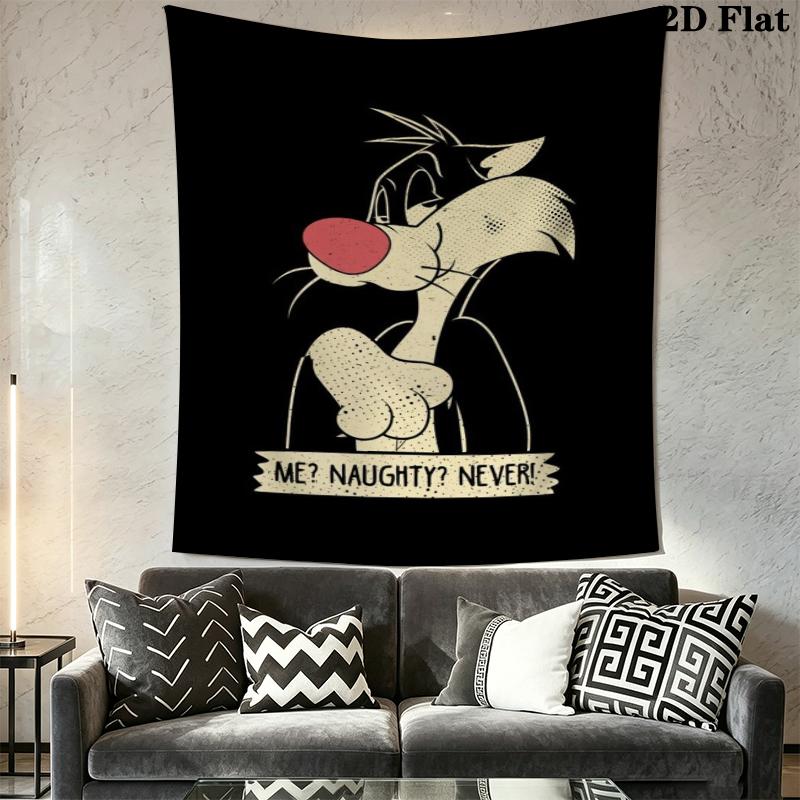 Sylvester the Cat Wall Tapestry Aesthetic Wall Hanging Printed Fabric Blanket Decorative Tapestries for Bedroom Living Room Home Decor