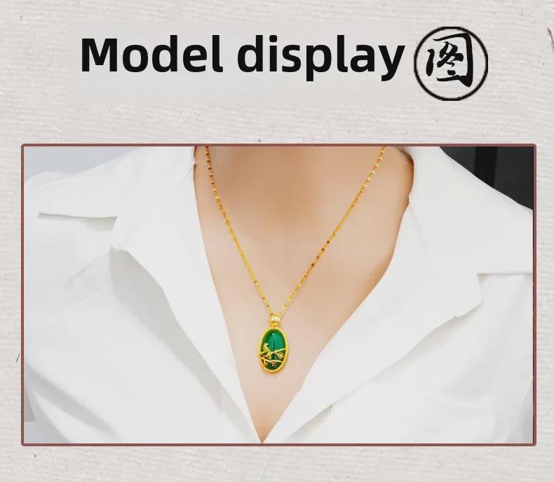 Elegant Jasper-Colored Magpie Pendant with Micro-Inlaid Design - Fashionable Women's Jewelry in Imitation 24K Gold Finish