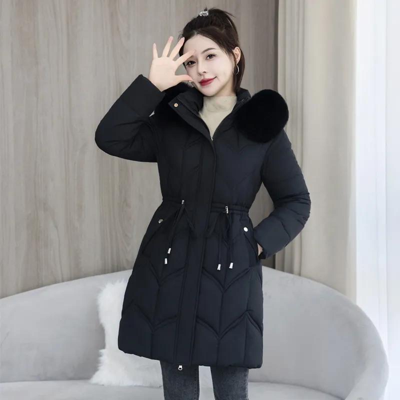 

Women s Winter Thicken Parka Coat Ladies Korean Version Loose Padded Outerwear XS чорний
