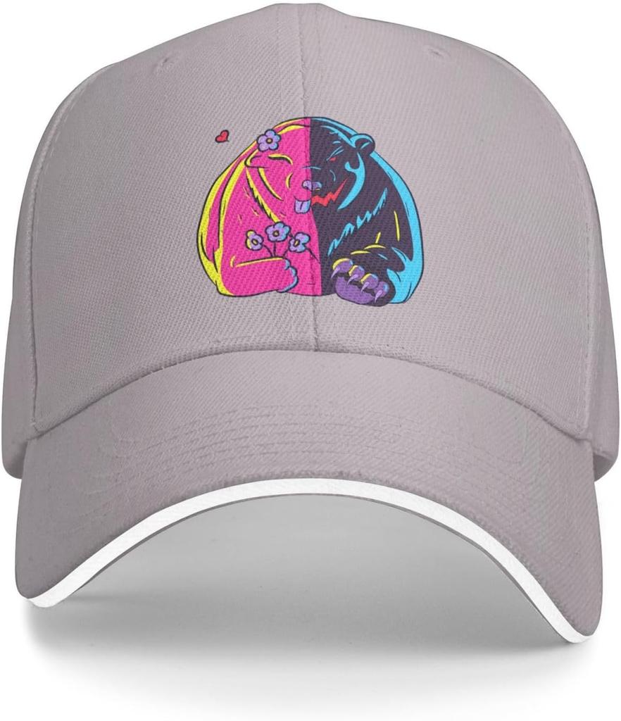 Bipolar Bear Split Design Baseball Cap Polyester Adjustable Outdoor Sports Visor Hat