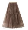 Damen Polka Dot Hohe Taille Falten Ballkleid Maxirock Mode Netz Locker Aufgeblasen Schirm Fee Kuchen Röcke