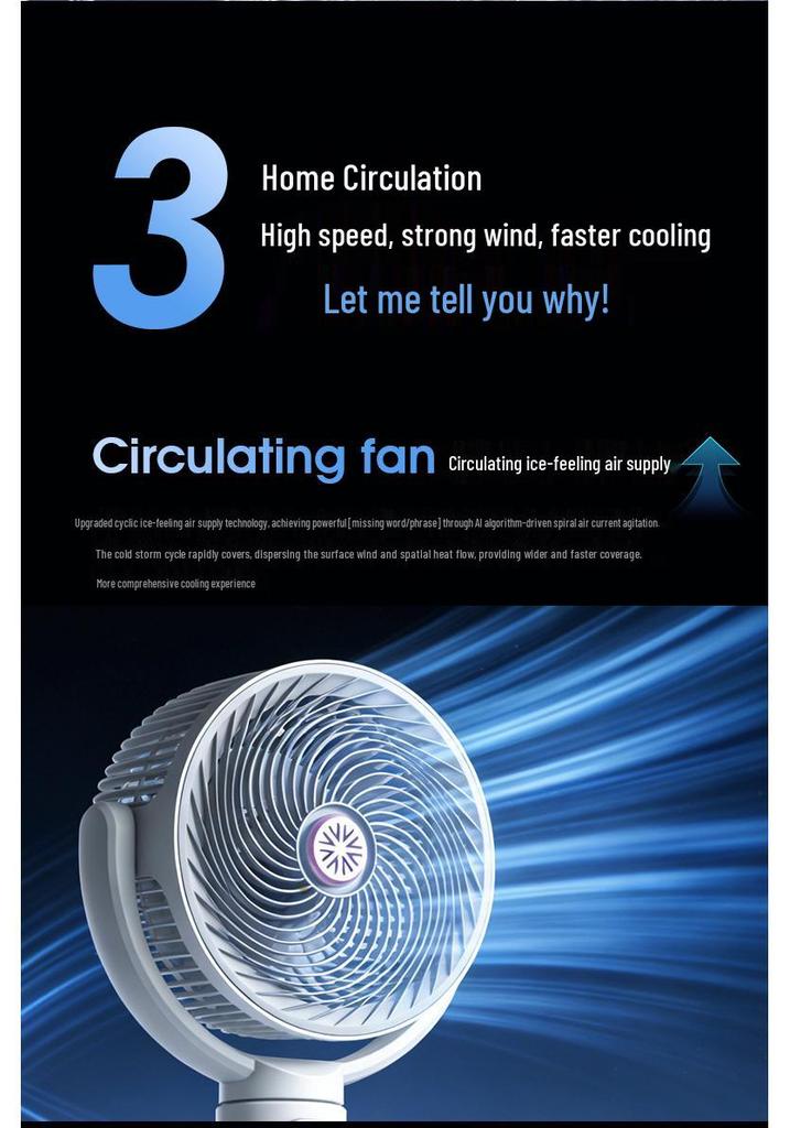 Smart Air Circulation Oscillating Fan: Retractable & Portable for Home and Outdoor Use