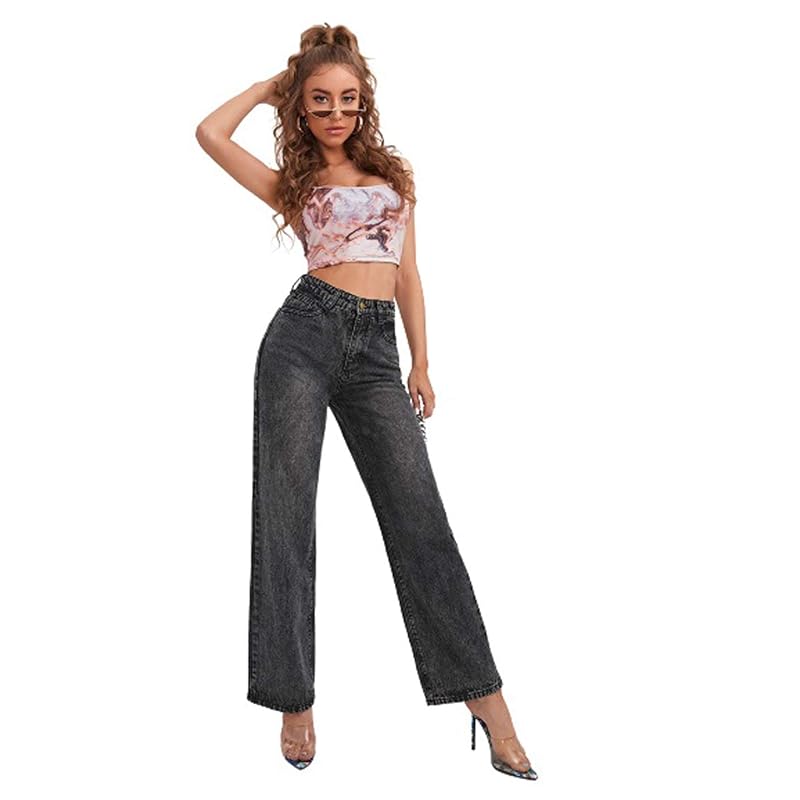 KOTTY Women High Rise Cotton Lycra Blend Ankle Length Jeans Black 28