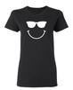 Sunglasses Smile Face Emoticon Sarcastic Novelty Graphics Funny Womens T-Shirt