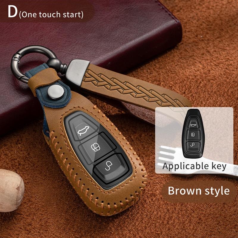 

For Ford Focus 3 4 St Mondeo Mk3 Mk4 Fiesta Fusion Kuga Ecosport Protect Leather Car Smart Key Case Cover Shell Fob Accessories
