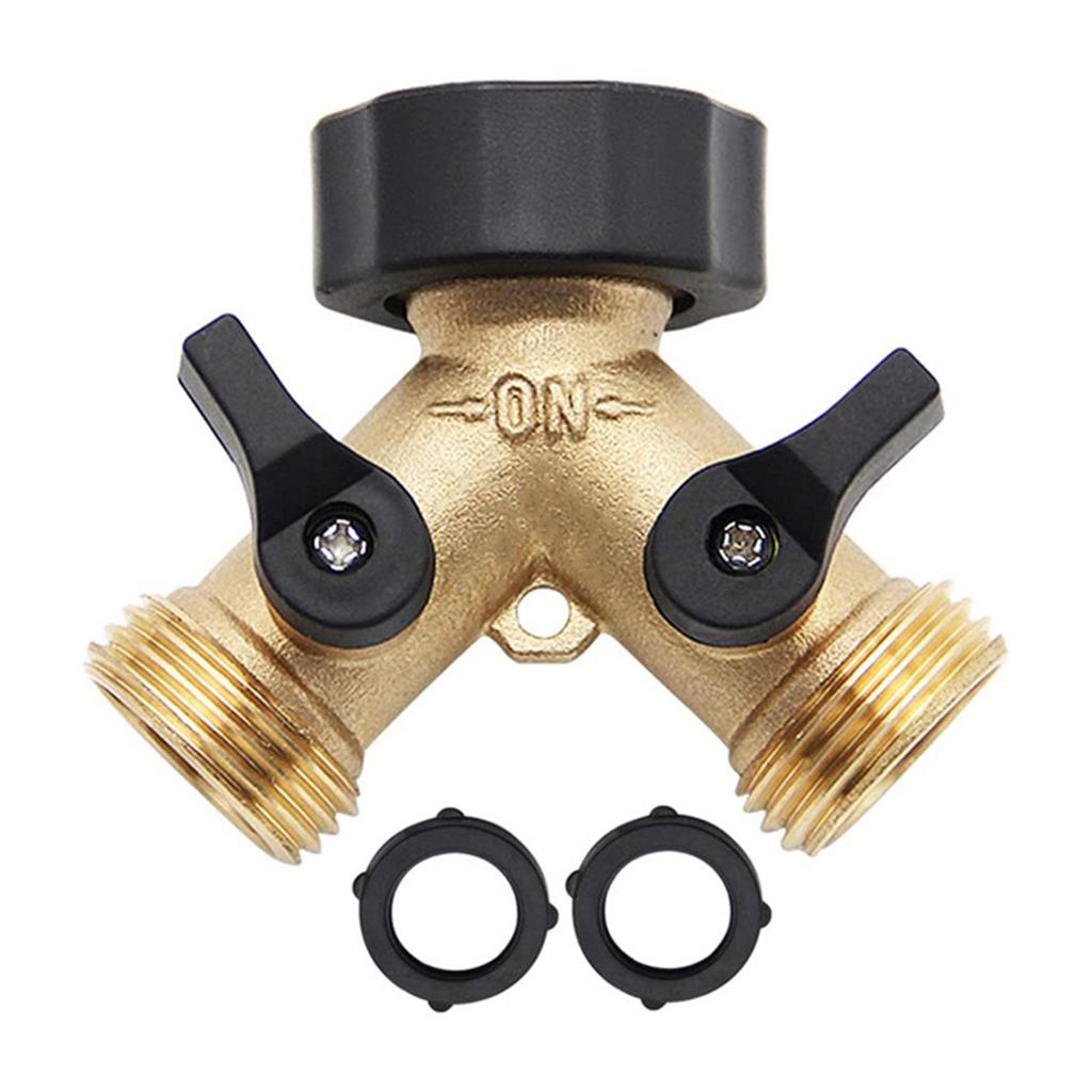 Dual-Outlet Brass Faucet Irrigation Ball Valve Adapter Garden Tap Hose Splitter 2 Ways Faucet Adapter Fitting 3/4" US/EU