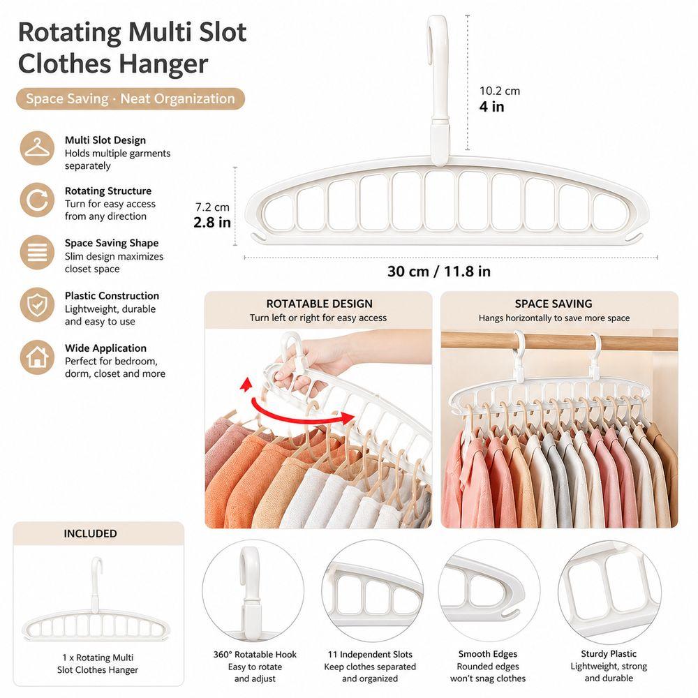 Folding Clothes Hanger Multi Slot Wardrobe Storage Rack New Rotating Hanger Closet Storage