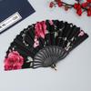 Plastic Rod Folding Fan Hollow Dance Fan Portable Flower Handheld Fan  Woman