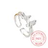 Korean 925 Sterling Silver Sweet Butterfly Finger Rings for Women Adjustable 925 Silver Wedding Party Jewelry Gift