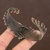 Natural Rainbow Moonstone Handmade Copper Wire Wrap Bangle Adjustable v4B00