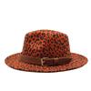 Leopard Print Western Cowboy Top Hat Men And Women Woolen Felt Hat Jazz Hat Belt Top Hat