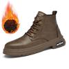 Men's Large Martin High-Top Lace-Up Leather Hiking Boots - Autumn/Winter Outdoor Handmade Cowhide Boots