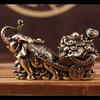 Brass Ornament Treasure Bowl Elephant Pulling Cart Home Craft Full Copper Living Room Office Opening Gift Decoration