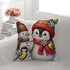 Christmas Style Linen Christmas Penguin Decoration Sofa Backrest Double-sided Printed Pillowcase Home Cushion Cover