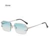Square Rimless Glasses Trend Metal High-grade Men's and Women's Sunglasses Street SSunglasses Gafas De Sol