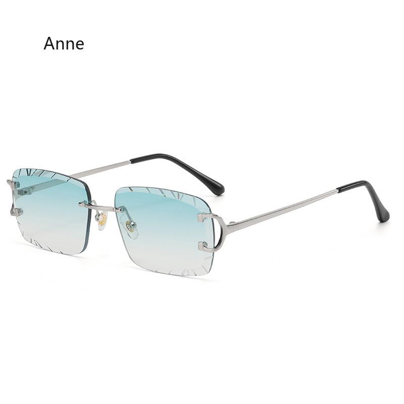 Square Rimless Glasses Trend Metal High-grade Men's and Women's Sunglasses Street SSunglasses Gafas De Sol