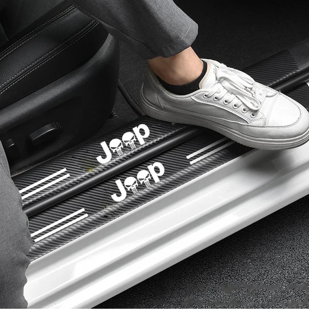 Car Trunk Door Threshold Stickers for Jeep Logo Commander Wrangler Grand Cherokee Compass Renegade JK Patriot Decoration