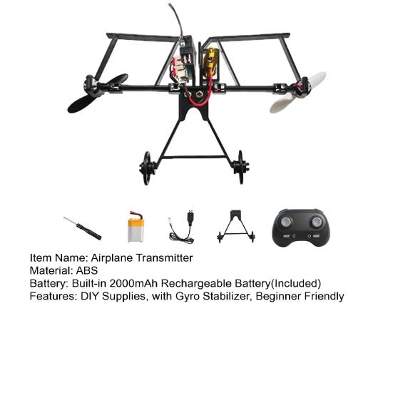 Kit de Avião de Papel com Controle Remoto yangyizhi com Estabilizador Giroscópico, Módulo de Potência Elétrica RC DIY, Hélices Duplas, Transmissor Lançador de Aeronave