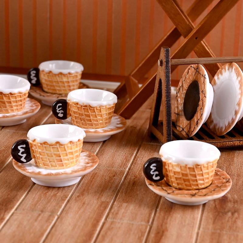 3Set Miniature Dollhouse Latte Coffee Mug Mini Cup Model Toys For Home Decor Accessories