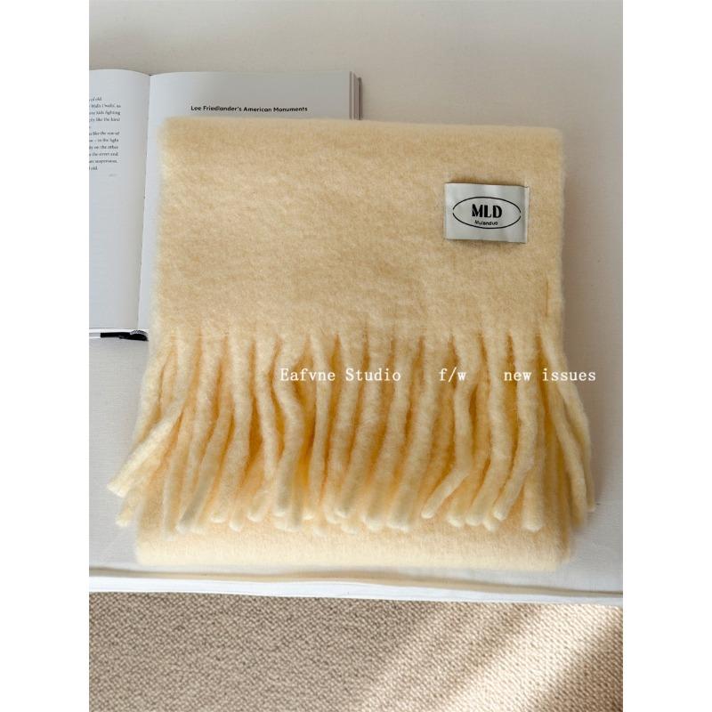 Iceland Blue Simple Wool Solid Color Scarf Women's Autumn and Winter Warm Mohair Shawl White Scarf