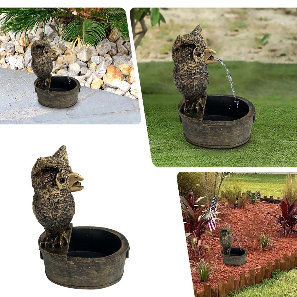 Fountains Yard Art Decor Owl Water Funny Crow Water Yard Staty Tupp utomhus
