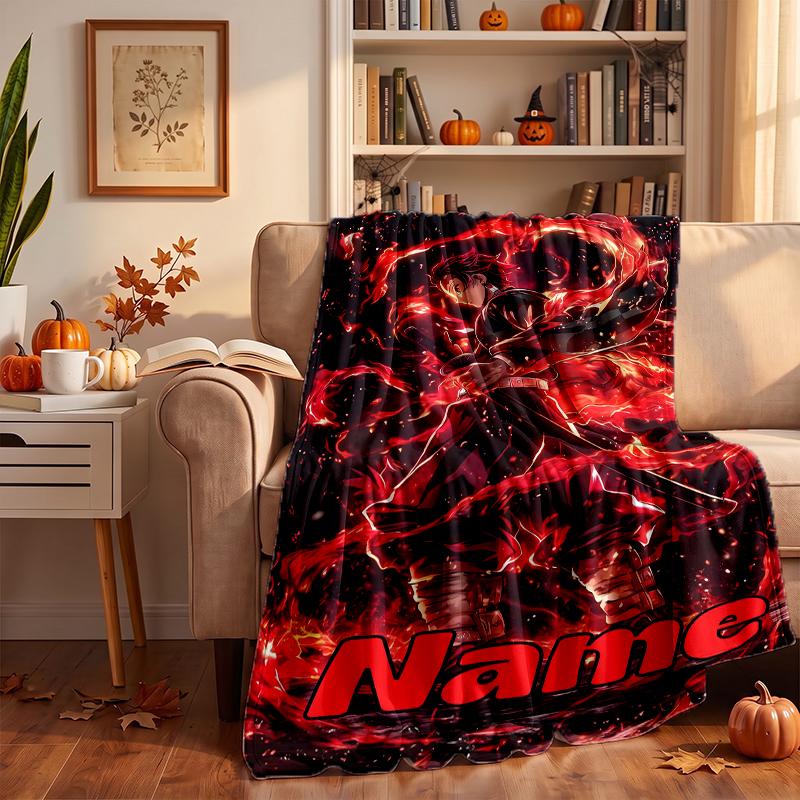 Tanjiro Custom Flannel Blankets Soft Warm Cozy Throws for Home Decor Holiday Gifts