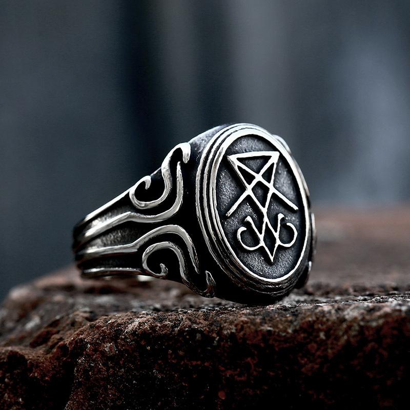 Fashion Vintage Stainless Steel Cross Rings for Men's Punk Creative Amulet Pentagram Ring Personality Jewelry Gift Wholesale