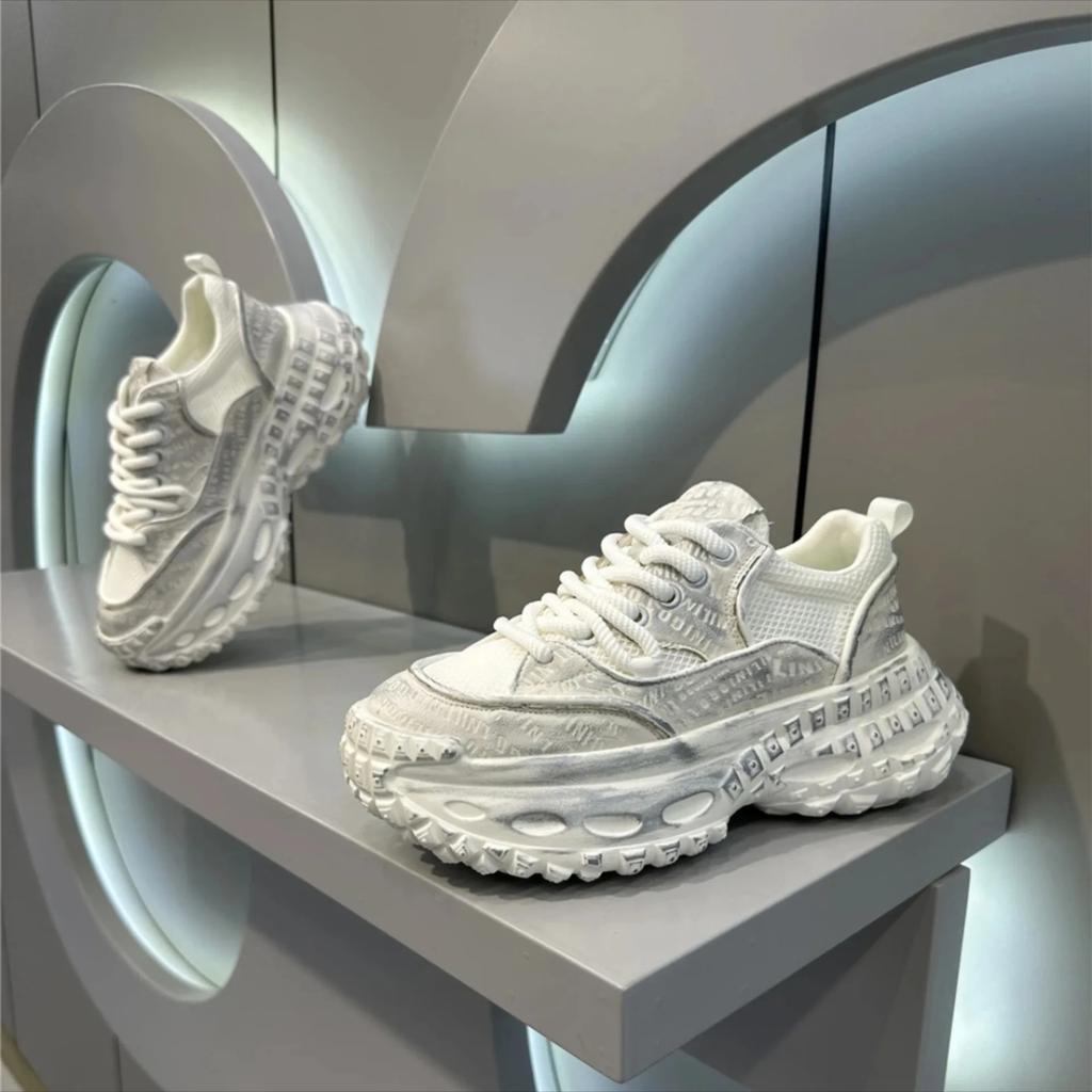 Spring Autumn New Men's Sneakers Thick soled Height Increasing Breathable Outdoor Running Shoes Fashion Trend Retro Casual Shoes