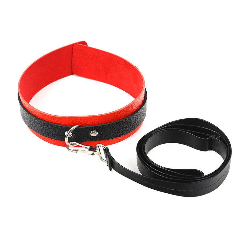 EM41 Leather 7 PCS SM Erotic Toy Set Couple Flirting Bondage Binding Kit Handcuffs Mouth Ball Gag Collar Whip Sex Toys