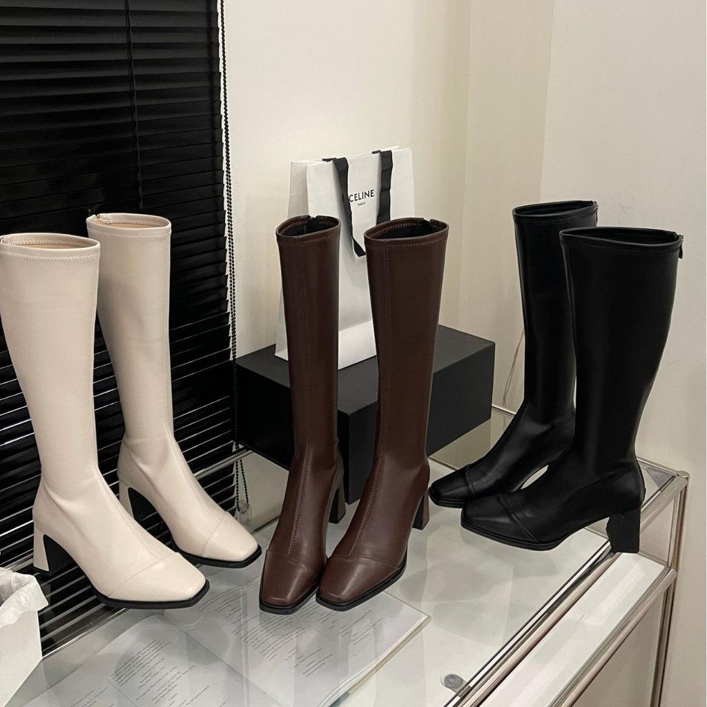 2025 autumn new fashion soft leather thick high heel zipper Chelsea Martin Chelsea Knight women's boots