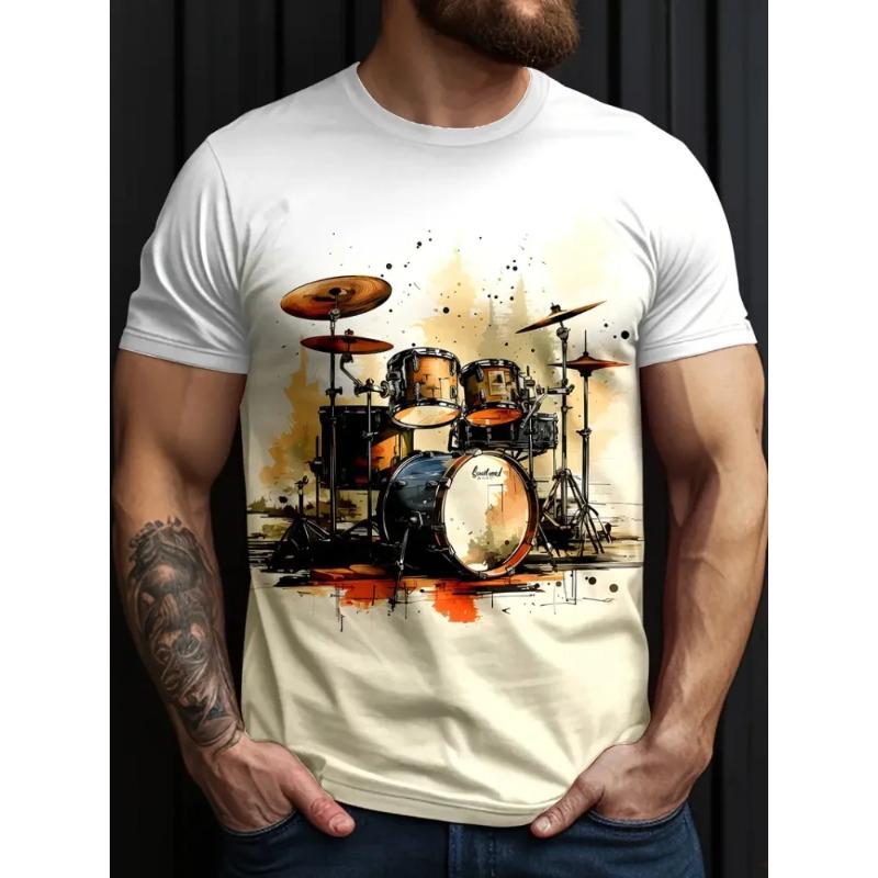 Summer Men Creative Crew-neck Short-sleeved T-shirt Melting Rubik Cube Print Casual Fashion Top Suitable For Outdoor Activities
