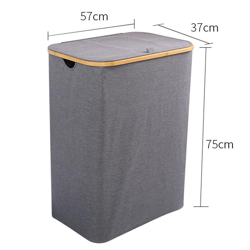 Foldable Bamboo Laundry Basket with Lid and Inner Bag for Bedroom or Bathroom
